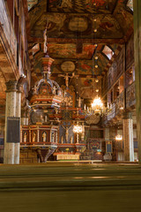 Poster - Interior from a bench in the church toward the pulpit