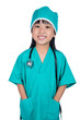 Leinwandbild Motiv Asian Little Chinese Girl dressed as a doctor