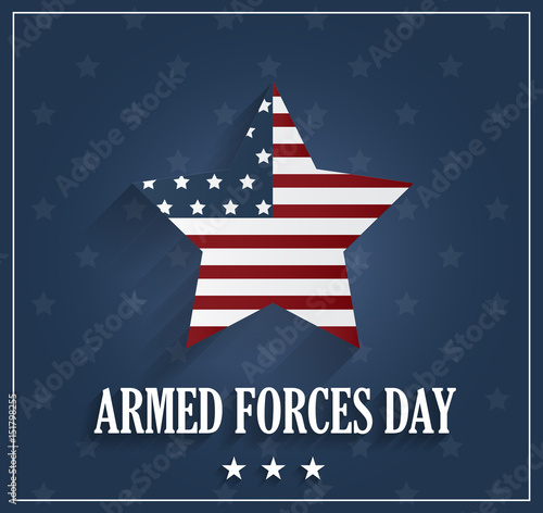 Fotografía Armed Forces Day on blue background with striped star