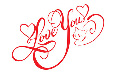 Poster - love you, text, vector