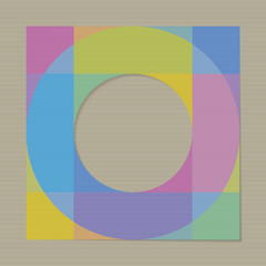 Poster - Colorful square with a round hole on the background of old corrugated paper