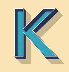 Wall Mural - Letter K Retro Vector Text Style, Fonts Concept