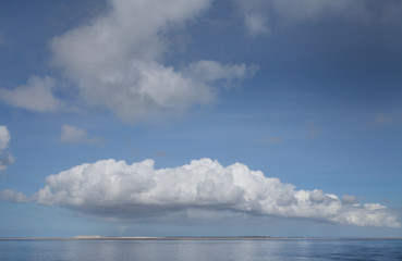 Blue sky with low clouds at the Waddenzee Netherlands