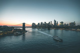 Fototapeta  - Evening Scene around Brooklyn Bridge and Hudson River - New York