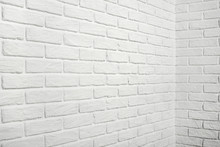 White Brick Wall With Corner, Abstract Background Photo