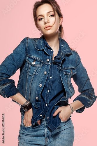 denim jacket with pink shirt