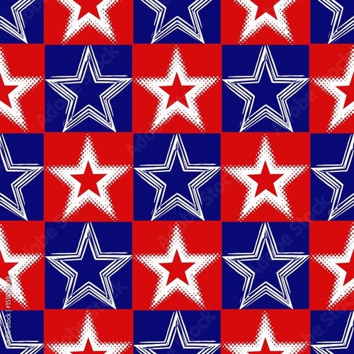 Vecteur Stock Seamless pattern with stars in American flag colors ...