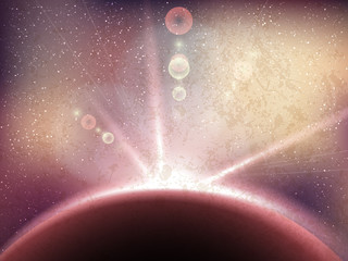 Wall Mural - space vector background with stars in vintage style. universe illustration. colored cosmos backdrop 