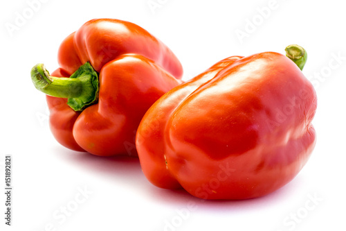 Fotomural Roter Paprika Gemüsepaprika isoliert freigestellt auf weißen Hintergrund, Freist