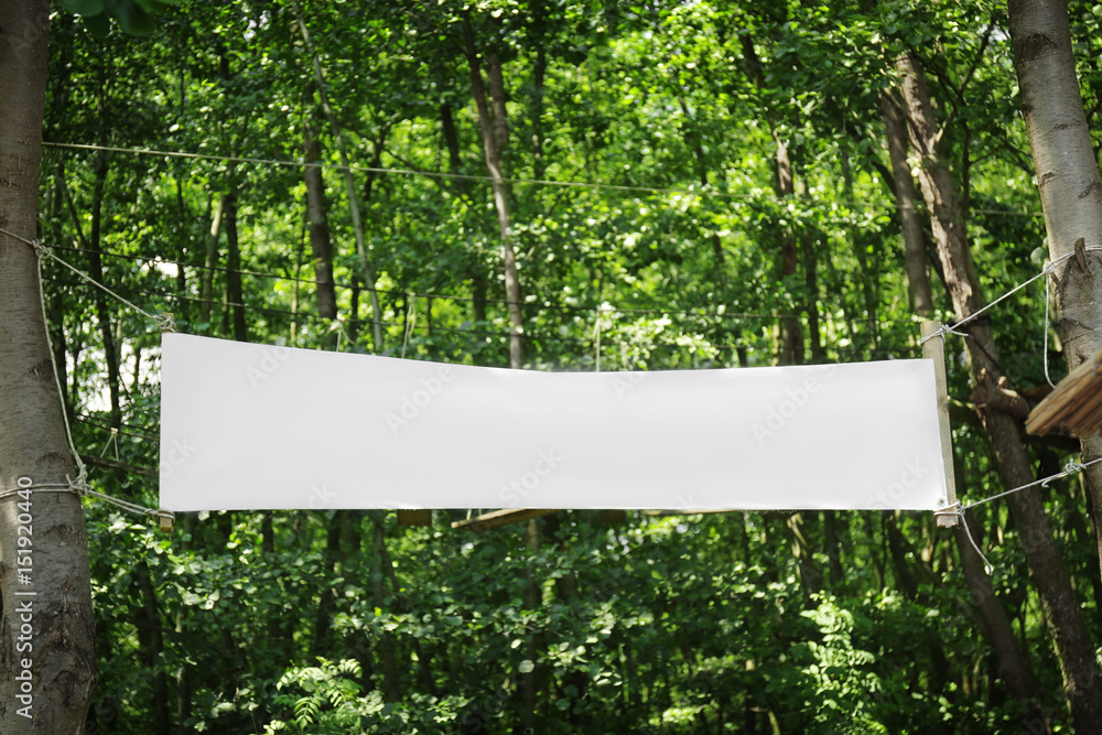 Long vinyl banner on natural background