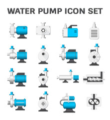 Wall Mural - Vector icon of electric water pump and agriculture equipment for water distribution isolated on white background.