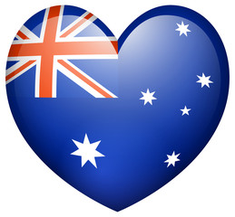 Poster - Flag on Australia in heart shape