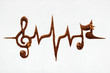 Coffee notes / Creative food concept photo of musical notes made of coffee.