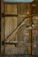 Old Closed Wooden Door With A Lock