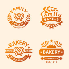 Wall Mural - Bakery gold badge icon fashion modern style wheat vector retro food label design element isolated.