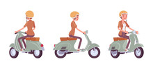 Young Woman Riding A Scooter