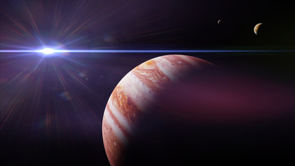 Wall Mural - planet jupiter with moons in front of the sun