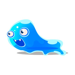 Wall Mural - Cute cartoon blue slick monster. Funny bright jelly character vector Illustration