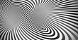 Vector optical illusion black and white twisted stripes background