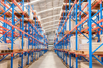 Warehouse storage of retail merchandise shop.