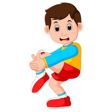 Boy Crying With A Scratch On His Knee