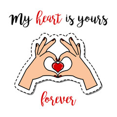 Wall Mural - patch element with hands holding heart