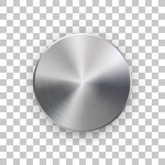 Wall Mural - metal circle badge, blank button template with metallic texture, chrome, silver, steel and realistic