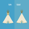 Tourist Indian or tipi tents for outdoor recreation.