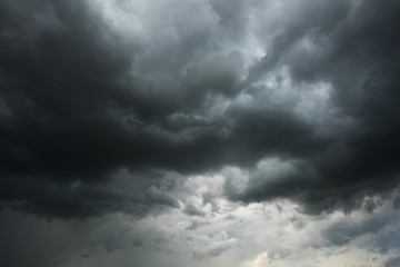 Wall Mural - Dark sky and black clouds before rainy, Dramatic black cloud and thunderstorm