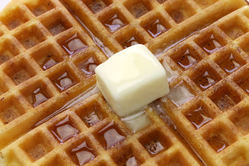 Wall Mural - homemade american round waffles with butter