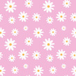 chamomile on a light pink pastel background pattern seamless vector