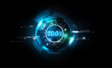 abstract futuristic technology background with digital number timer concept and countdown, vector tr