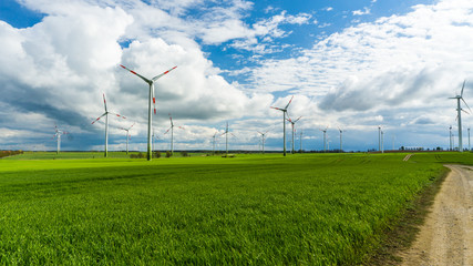 windmills on a field