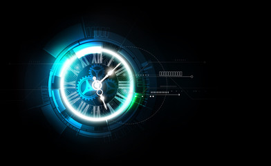Wall Mural - abstract futuristic technology background with clock concept and time machine, vector transparent