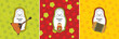 Russian style / Conceptual vector set of Russian nesting dolls matryoshka icons. Logo design elements, Russian style concept with sample text against ornament background.