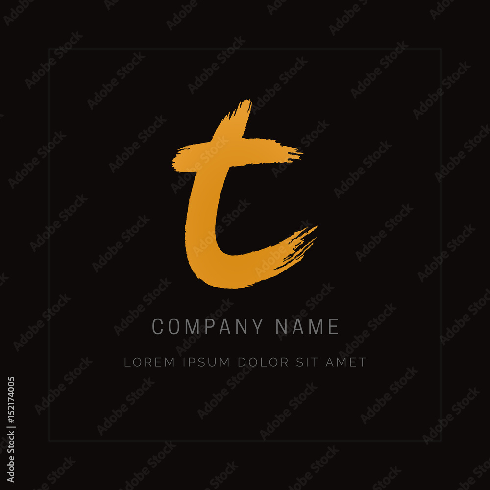 Letter T paint brush stroke vector design. Hand lettering logo. Stock ...