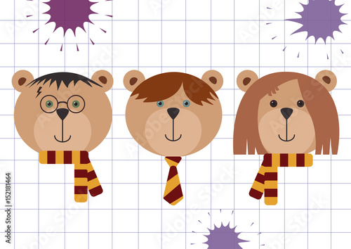 Poster Teddy bears in Harry Potter, Ron Weasley and Hermione Granger disguise