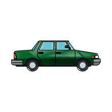 Green Sedan Car Vehicle Transport Image Vector Illustration