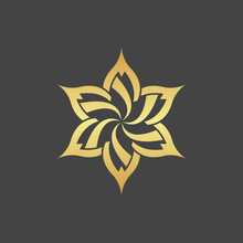 Gold Flower. Abstract Decorative Element. 