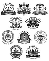 Sticker - Nautical and marine symbols vector icons set