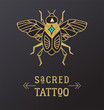 Sacred and spiritual Insect, geometry tattoo, poster design