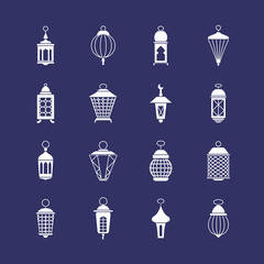 Poster - Antique arabic ramadan light lanterns muslim vector icons