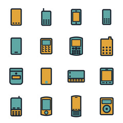 Sticker - Vector flat mobile icons set