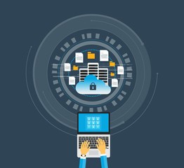 Wall Mural - technology internet cyber security design concept and data security concept