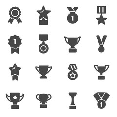 Poster - Vector black trophy and awards icons set