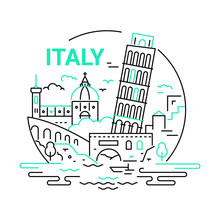 Italy - Modern Vector Line Travel Illustration