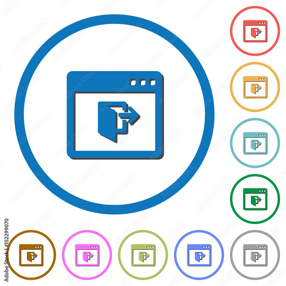 Application exit icons with shadows and outlines Stock Vector | Adobe Stock