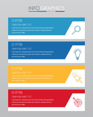 Modern Info-graphic Template for Business with four steps multi-Color design, labels design, Vector info-graphic element, Flat style vector illustration.