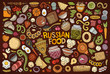 Vector cartoon set of Slavic food objects