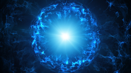 Poster - Blue plasma sphere futuristic abstract 3D render